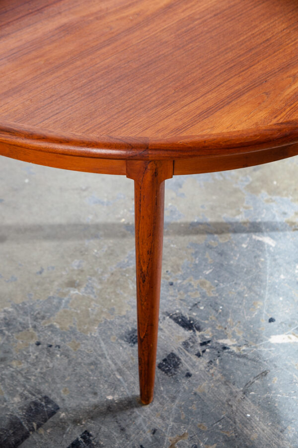 Mid Century Danish Modern Dining Table Round JL Moller Teak Leaf x2 Expanding NM Large Solid Wood Refinished - Image 11