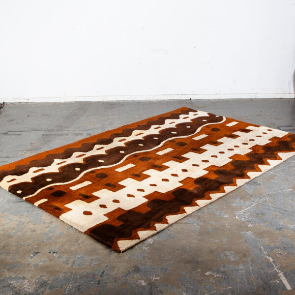 Mid Century Modern Area Shag Rug Virgin Wool Pile Edward Fields Large Brown White Mcm 8.5 Ft x 5.4 Ft Vintage Abstract - Image 4