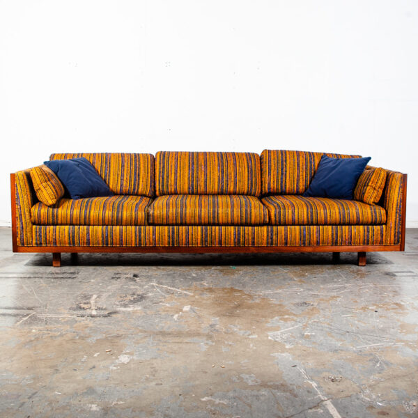 Mid Century Modern Sofa Couch Walnut Case Milo Baughman Van Dyver Witt Vintage - Image 2