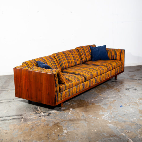 Mid Century Modern Sofa Couch Walnut Case Milo Baughman Van Dyver Witt Vintage