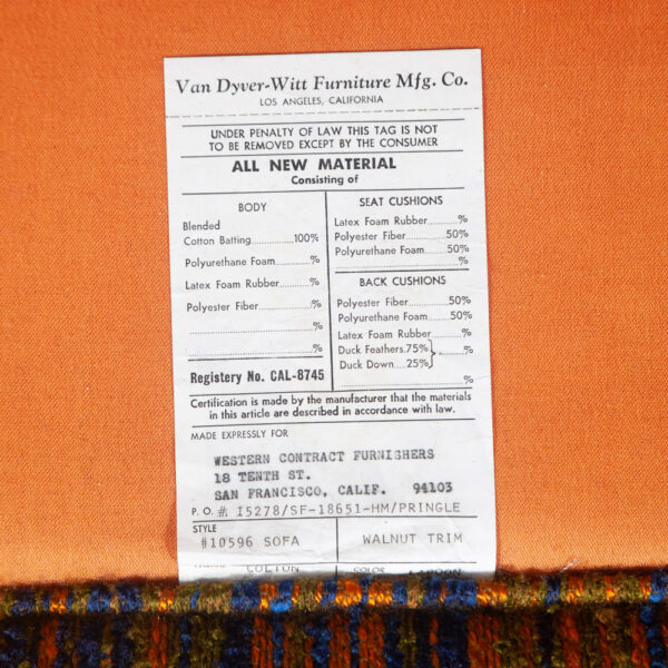 Mid Century Modern Sofa Couch Walnut Case Milo Baughman Van Dyver Witt Vintage - Image 8