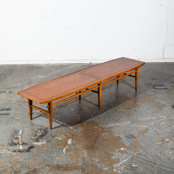 Mid Century Modern Coffee Table Surfboard Walnut Lane Long Large Vintage 72" in - Image 3