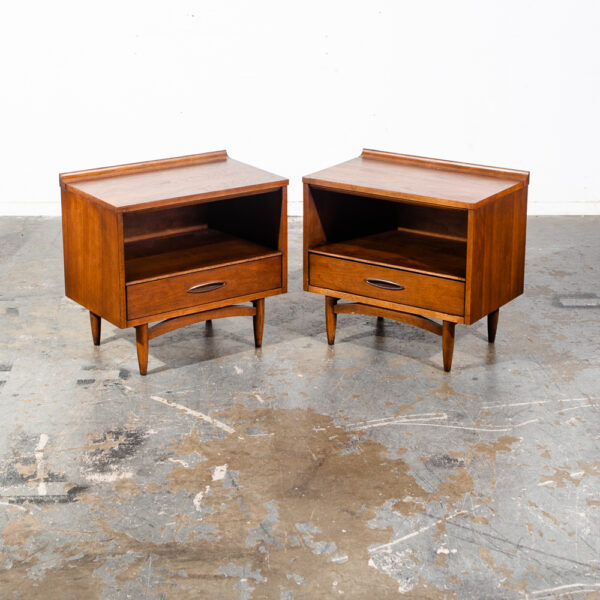 Mid Century Modern Nightstands End Side Tables Broyhill Sculptra Drawer Vintage Mcm
