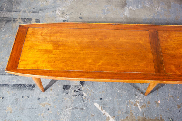 Mid Century Modern Coffee Table Surfboard Walnut Lane Long Large Vintage 72" in - Image 5