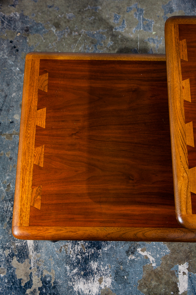 Mid Century Modern End Table Step Up Lane Acclaim Vintage 2 tier Walnut Danish - Image 8