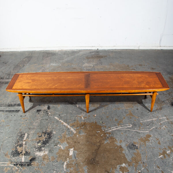 Mid Century Modern Coffee Table Surfboard Walnut Lane Long Large Vintage 72" in - Image 2