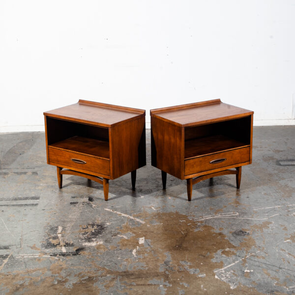 Mid Century Modern Nightstands End Side Tables Broyhill Sculptra Drawer Vintage Mcm - Image 2