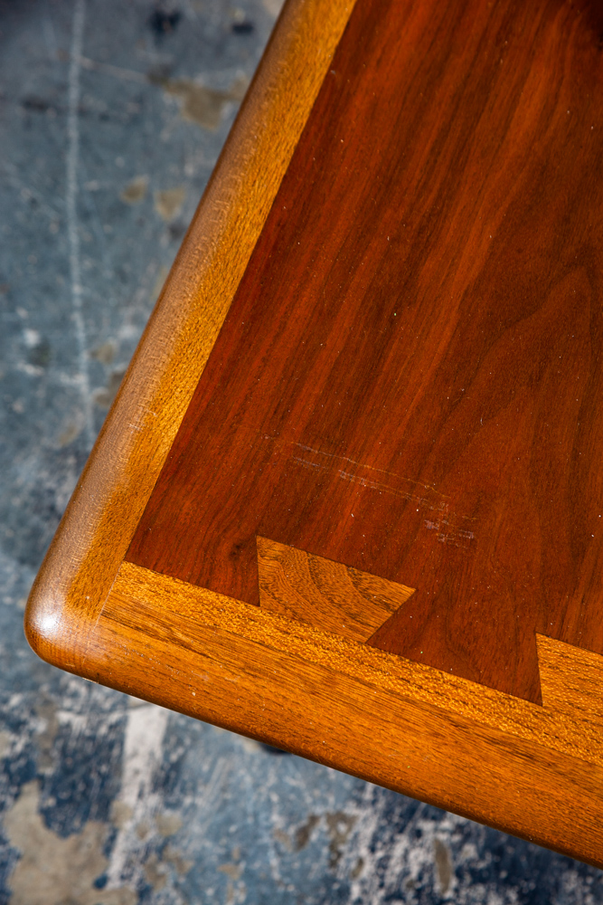 Mid Century Modern End Table Step Up Lane Acclaim Vintage 2 tier Walnut Danish - Image 9