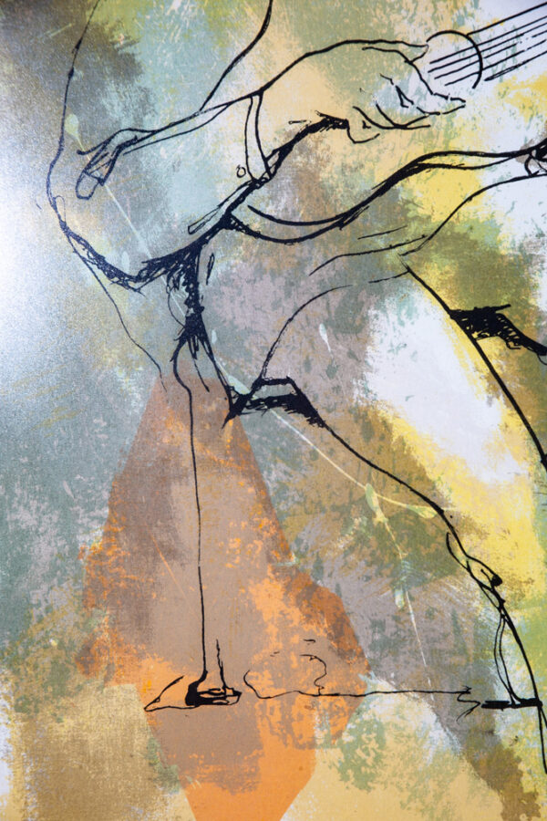 Mid Century Modern Art Print Artist Proof Abstract Musician Yellow Orange Signed - Image 11