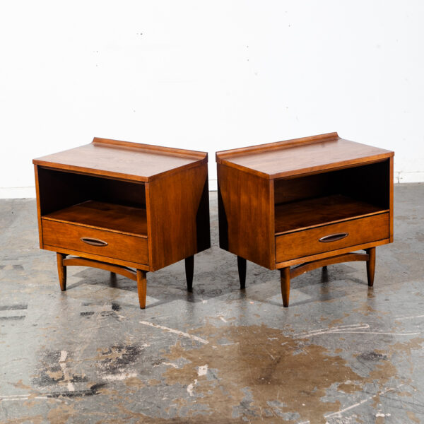 Mid Century Modern Nightstands End Side Tables Broyhill Sculptra Drawer Vintage Mcm - Image 3