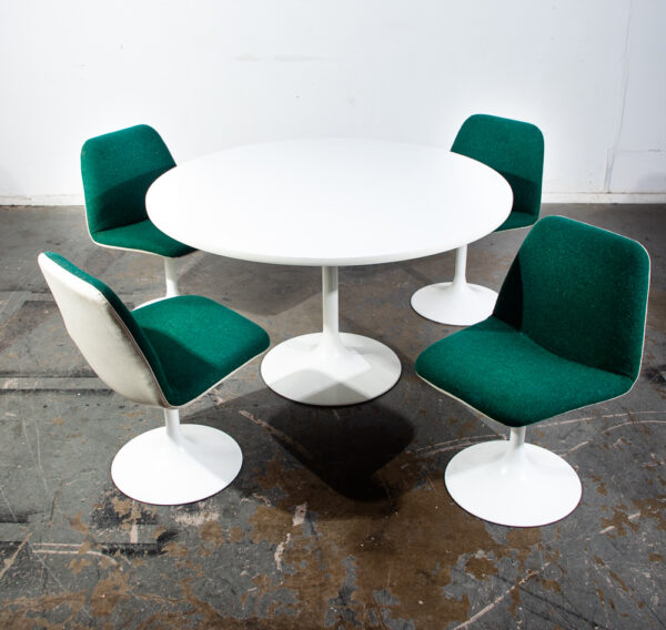 Mid Century Modern Dining Set Borje Johansen Tulip Pod Chairs Green Swedish 4 NM Borge Vintage Sweden - Image 2