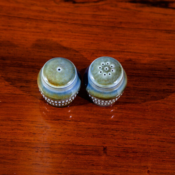 Mid Century Modern Salt & Pepper Shaker Set S&P Irish Porcelain Green Blue Mcm - Image 3