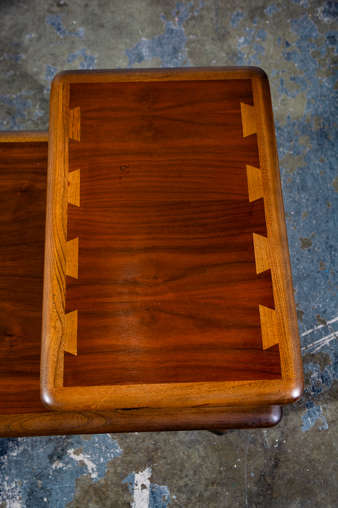 Mid Century Modern End Table Step Up Lane Acclaim Vintage 2 tier Walnut Danish - Image 5