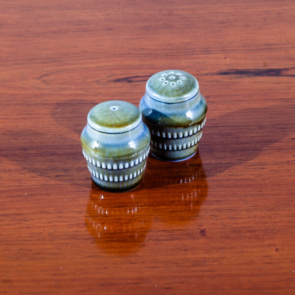 Mid Century Modern Salt & Pepper Shaker Set S&P Irish Porcelain Green Blue Mcm