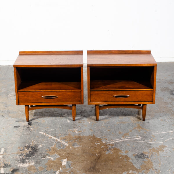 Mid Century Modern Nightstands End Side Tables Broyhill Sculptra Drawer Vintage Mcm - Image 4