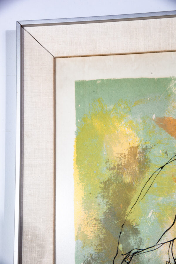 Mid Century Modern Art Print Artist Proof Abstract Musician Yellow Orange Signed - Image 9
