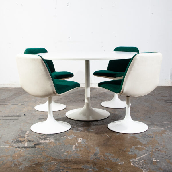 Mid Century Modern Dining Set Borje Johansen Tulip Pod Chairs Green Swedish 4 NM Borge Vintage Sweden - Image 3