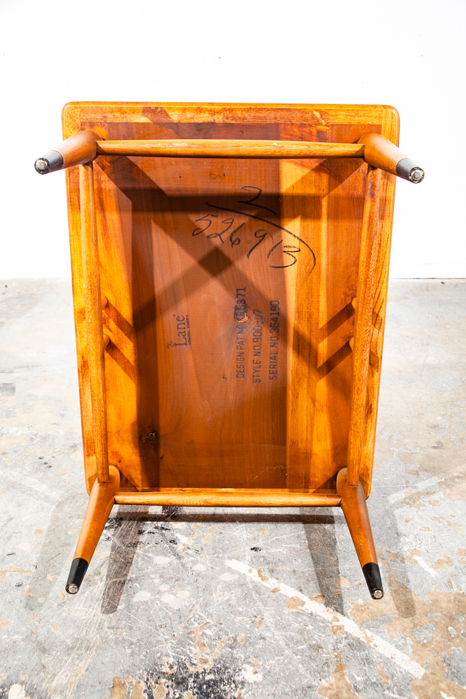 Mid Century Modern End Table Step Up Lane Acclaim Vintage 2 tier Walnut Danish - Image 7