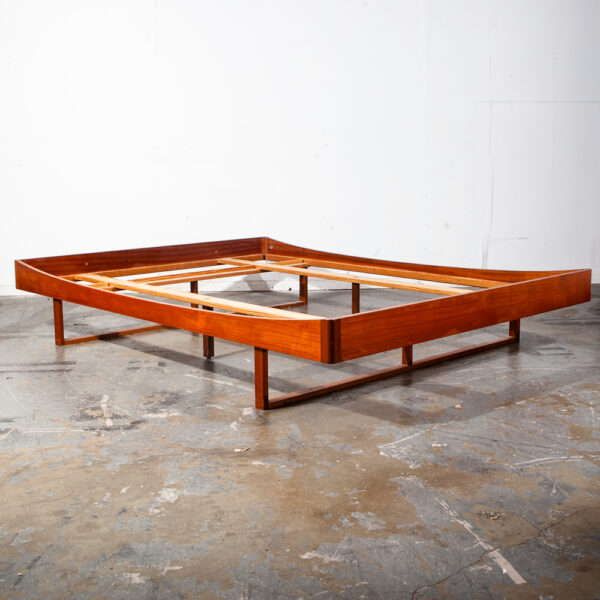 Mid Century Danish Modern Bed Frame Queen Size Teak Floating Denmark Design MCM - Image 4