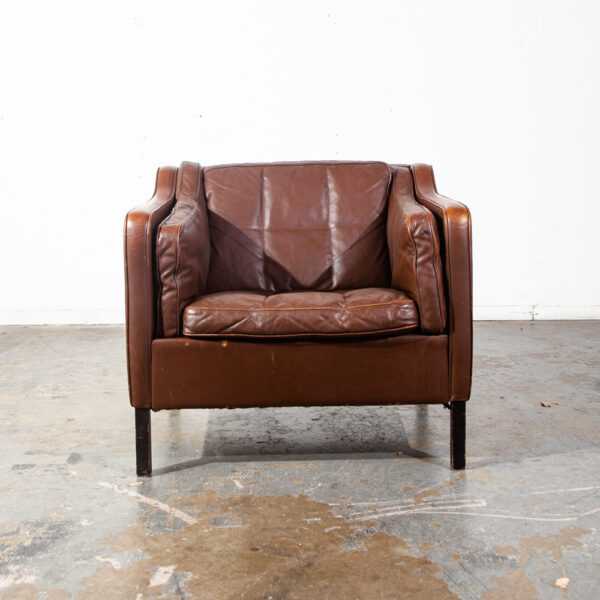Mid Century Danish Modern Leather Armchair Borge Mogensen Fredericia Vintage
