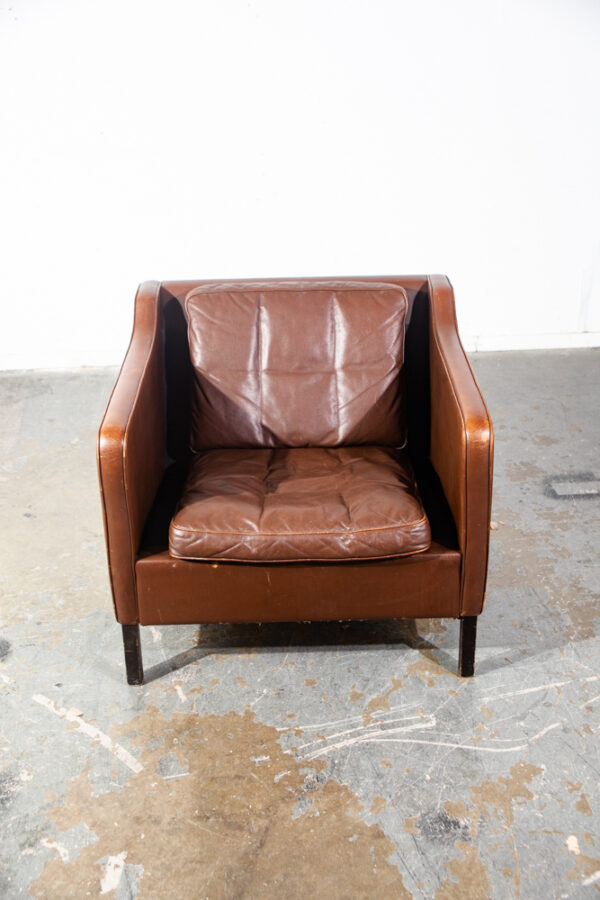 Mid Century Danish Modern Leather Armchair Borge Mogensen Fredericia Vintage - Image 7