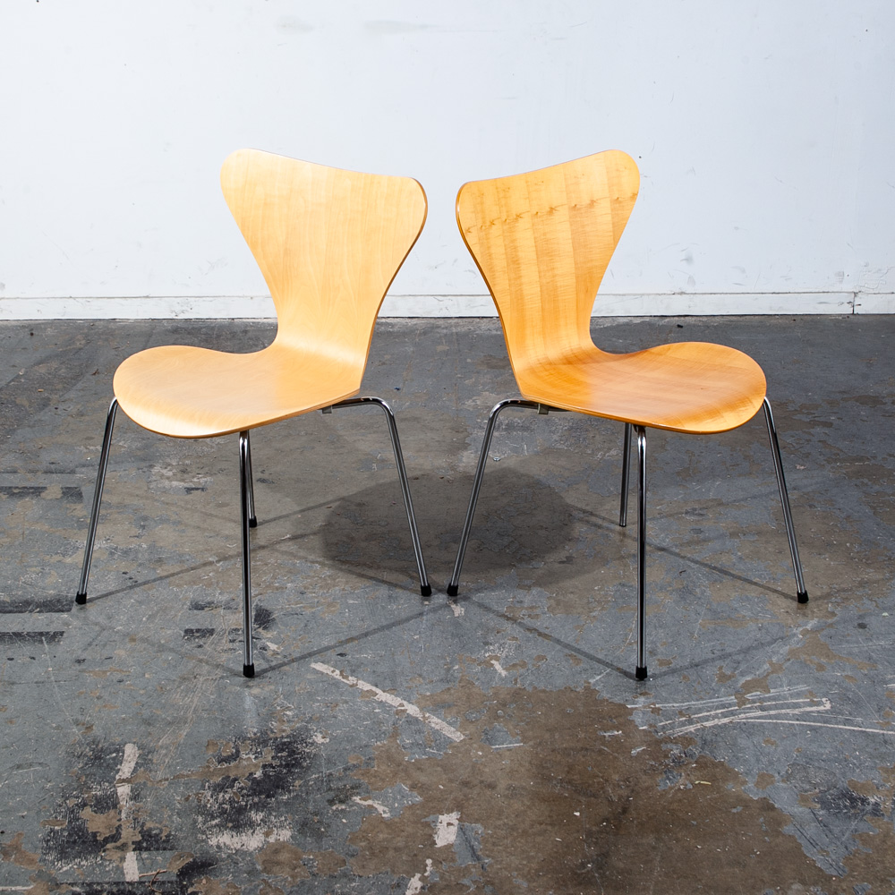 Mid Century Modern Chair Set 8 Dining Arne Jacobsen Fritz Hansen Series 7 3107 Maple Wood Chrome - Image 4