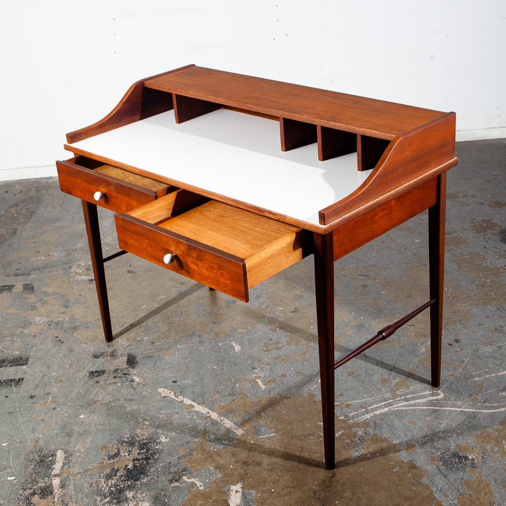 Mid Century Modern Desk Office Drexel Declaration Kipp Stewart Writing Walnut M - Image 2