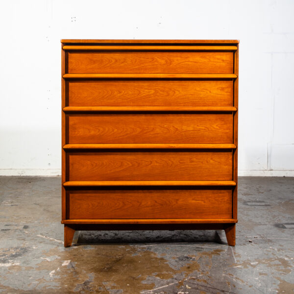 Mid Century Modern Dresser Highboy Chest of Drawers 5 Drawers Cherry Denmark MCM Tall American Design - Image 2