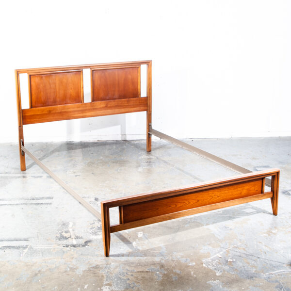 Mid Century Modern Bed Frame Headboard Footboard Full Size Danish Vintage Cherry - Image 2