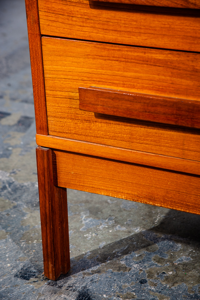 Mid Century Danish Modern Dresser Set Pair Two Chest of Drawers Teak 3 Drawer Wood Denmark Vintage - Image 12