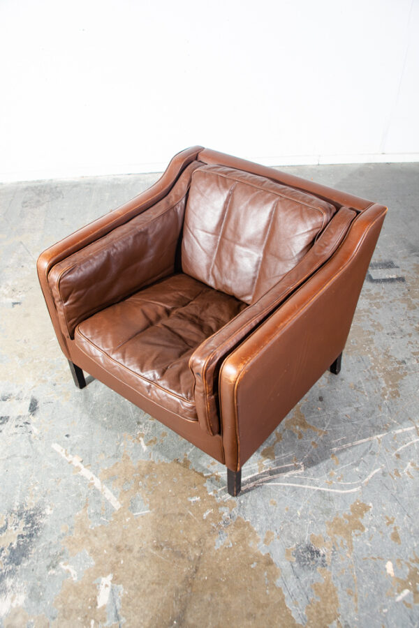 Mid Century Danish Modern Leather Armchair Borge Mogensen Fredericia Vintage - Image 4