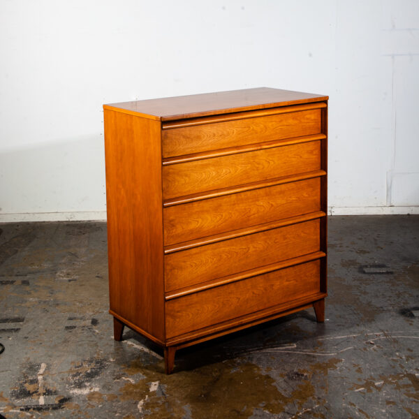 Mid Century Modern Dresser Highboy Chest of Drawers 5 Drawers Cherry Denmark MCM Tall American Design - Image 5