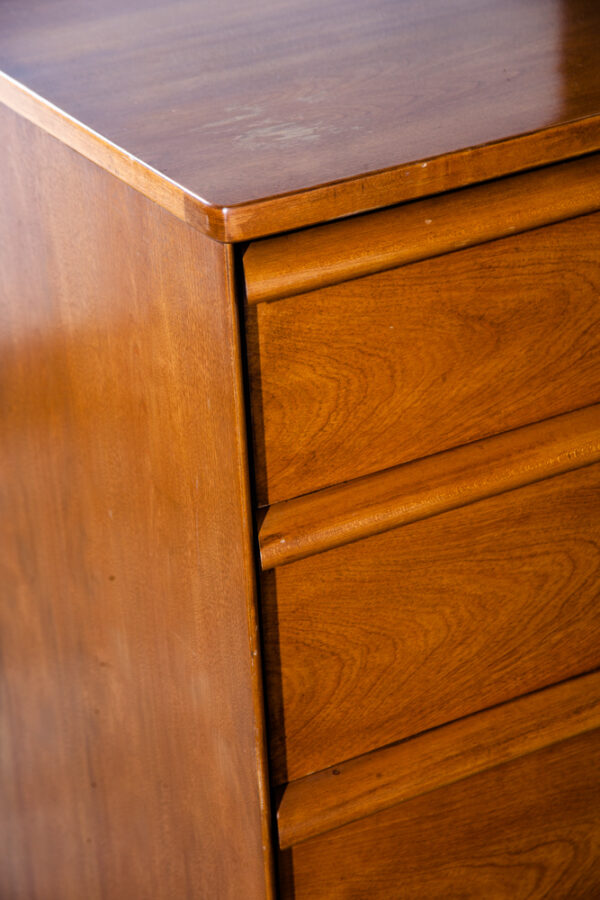 Mid Century Modern Dresser Highboy Chest of Drawers 5 Drawers Cherry Denmark MCM Tall American Design - Image 9
