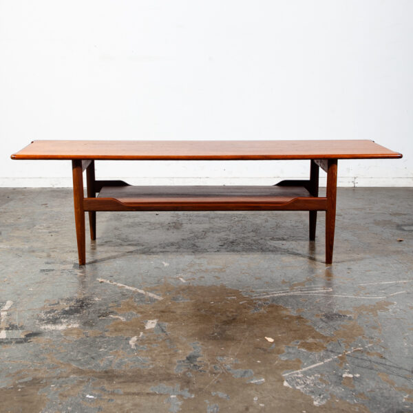 Mid Century Danish Modern Coffee Table Solid Teak Denmark Surfboard Shelf Mcm M - Image 6