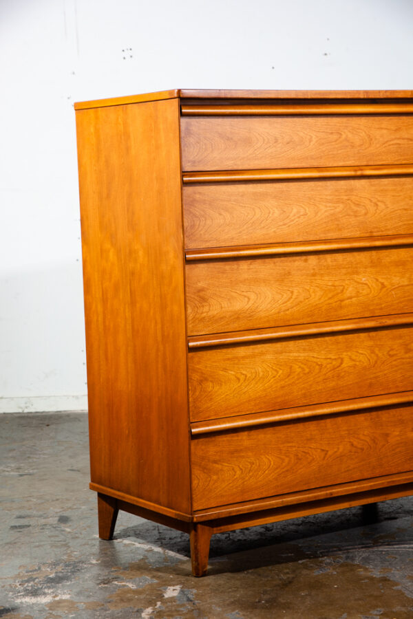 Mid Century Modern Dresser Highboy Chest of Drawers 5 Drawers Cherry Denmark MCM Tall American Design - Image 6