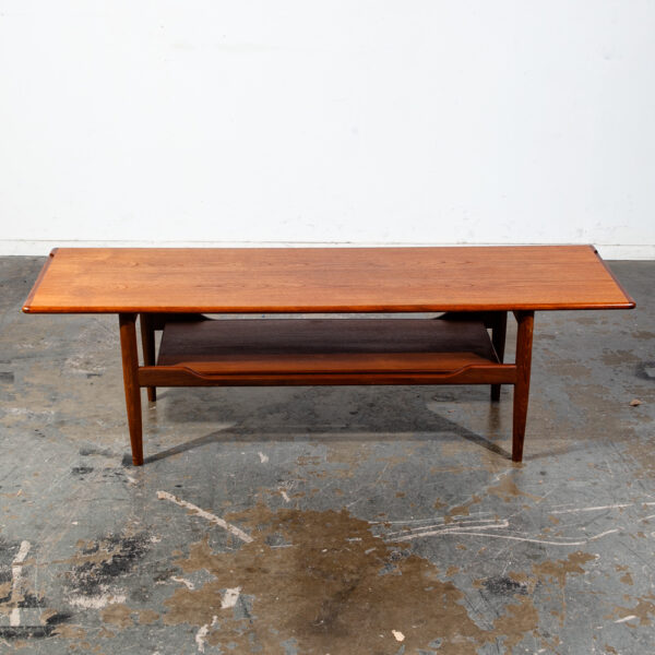 Mid Century Danish Modern Coffee Table Solid Teak Denmark Surfboard Shelf Mcm M - Image 5