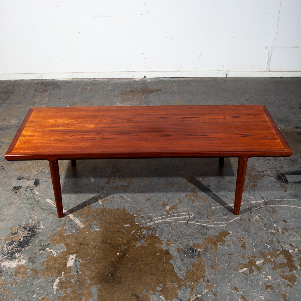 Mid Century Danish Modern Coffee Table Solid Teak KT Kristiansen Thomassen Denmark Surfboard Wide Large