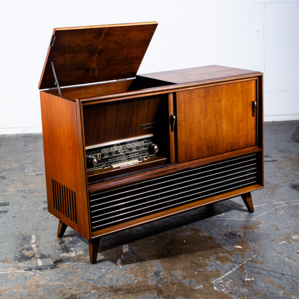 Mid Century Modern Stereo Console Telefunken Royal Opus Record Player Radio Mcm Grundig Zenith Serviced Working Walnut