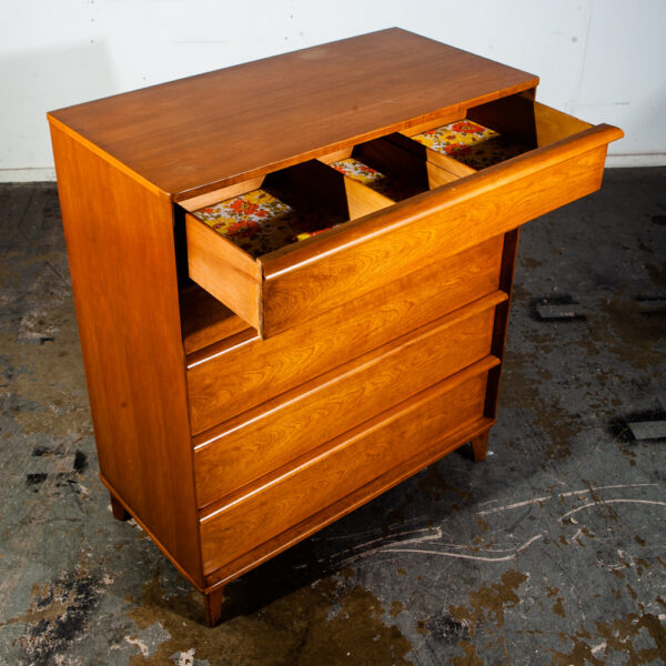 Mid Century Modern Dresser Highboy Chest of Drawers 5 Drawers Cherry Denmark MCM Tall American Design - Image 7