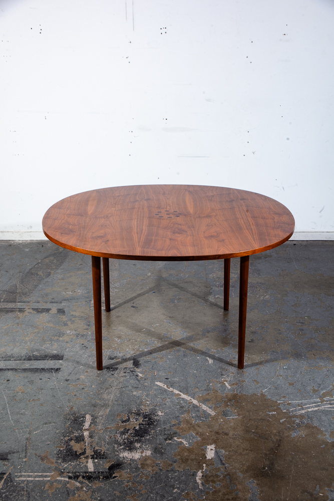 Mid Century Danish Modern Declaration Game Table Solid Walnut Kipp Stewart Drexel Round - Image 2