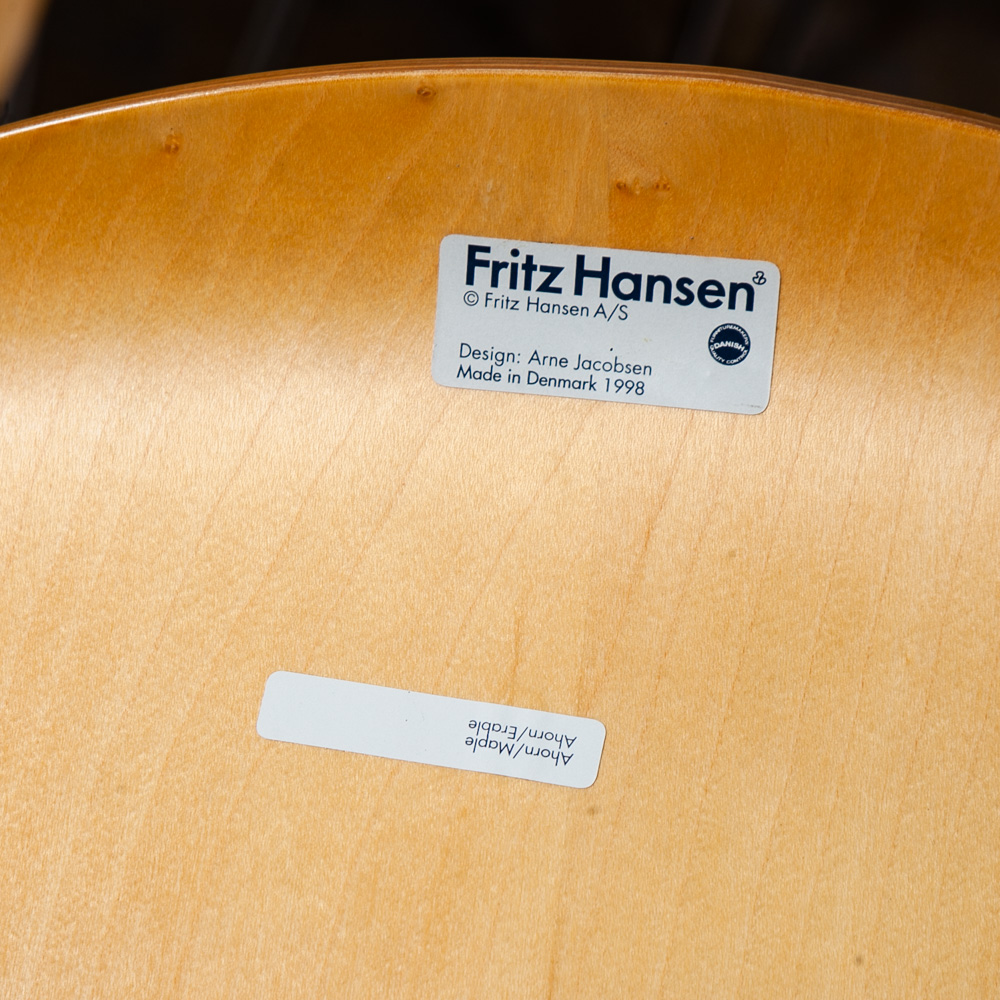 Mid Century Modern Chair Set 8 Dining Arne Jacobsen Fritz Hansen Series 7 3107 Maple Wood Chrome - Image 5