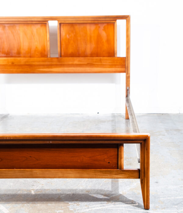 Mid Century Modern Bed Frame Headboard Footboard Full Size Danish Vintage Cherry - Image 3