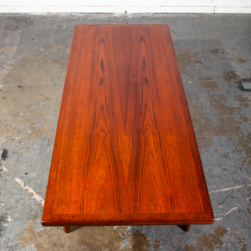 Mid Century Danish Modern Coffee Table Solid Teak KT Kristiansen Thomassen Denmark Surfboard Wide Large - Image 2