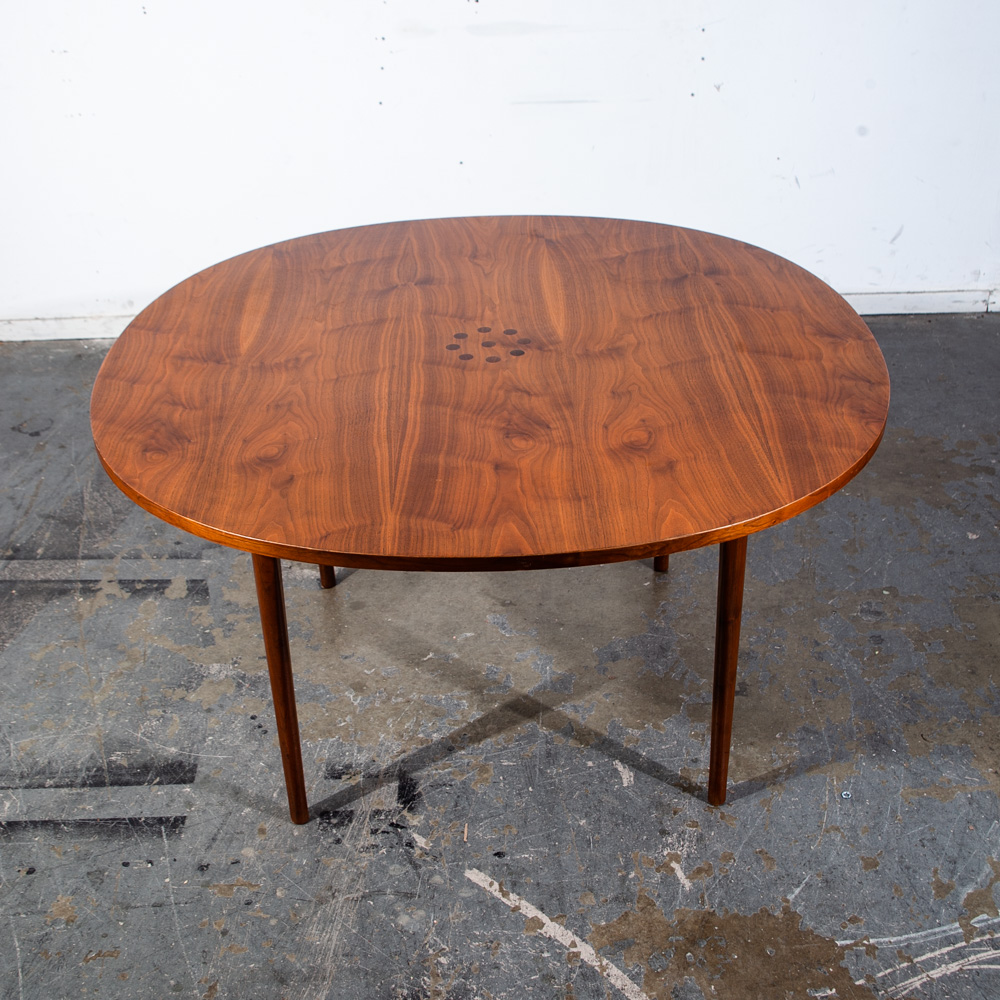 Mid Century Danish Modern Declaration Game Table Solid Walnut Kipp Stewart Drexel Round - Image 3