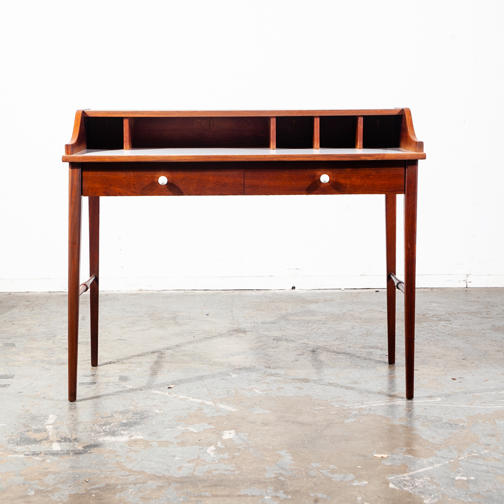 Mid Century Modern Desk Office Drexel Declaration Kipp Stewart Writing Walnut M - Image 4