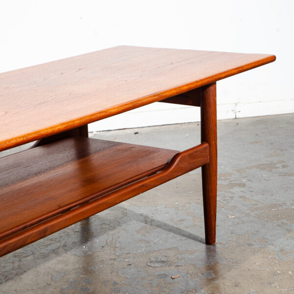 Mid Century Danish Modern Coffee Table Solid Teak Denmark Surfboard Shelf Mcm M - Image 9