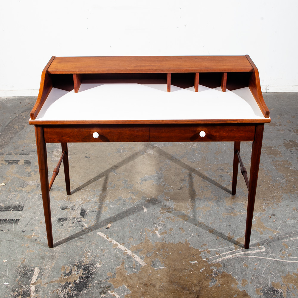 Mid Century Modern Desk Office Drexel Declaration Kipp Stewart Writing Walnut M - Image 3