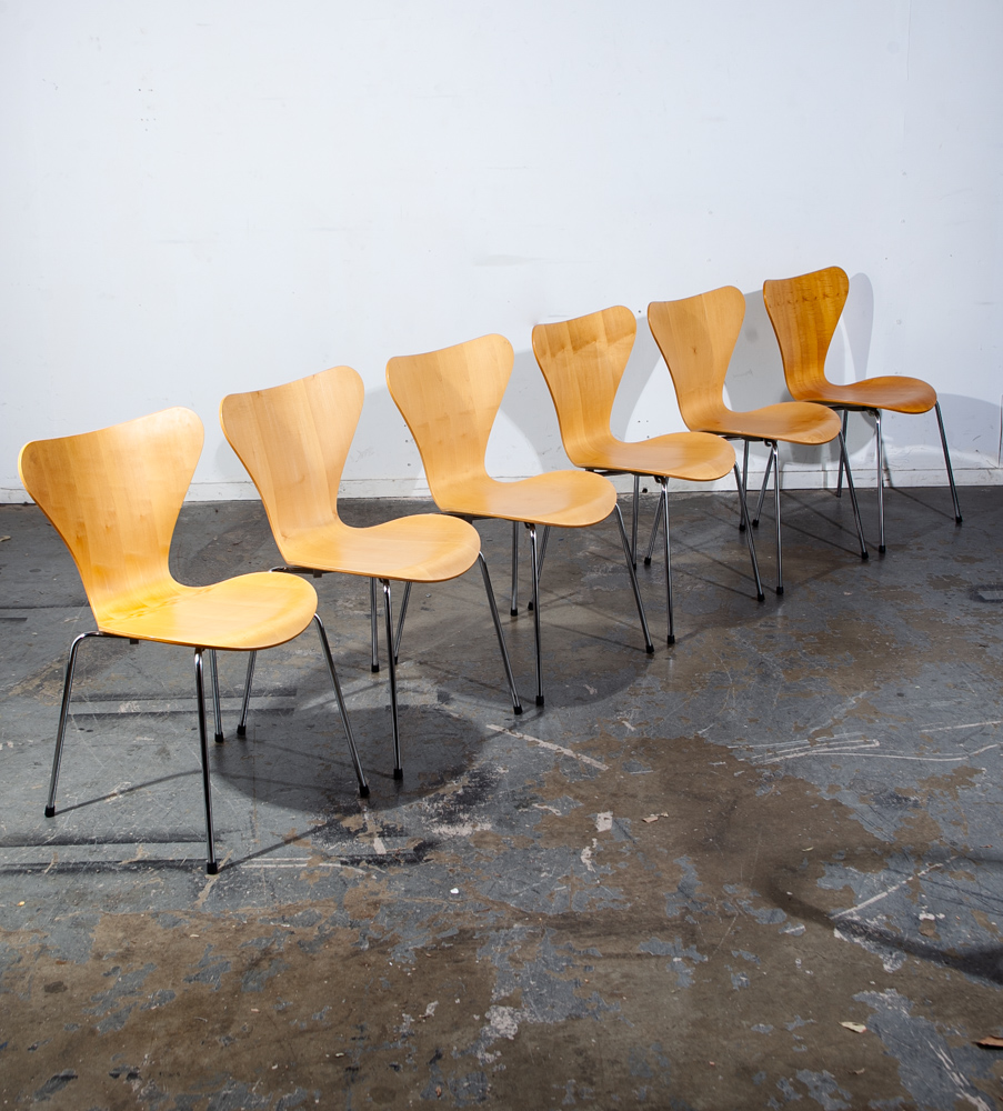 Mid Century Modern Chair Set 4 Dining Arne Jacobsen Fritz Hansen Series 7 3107