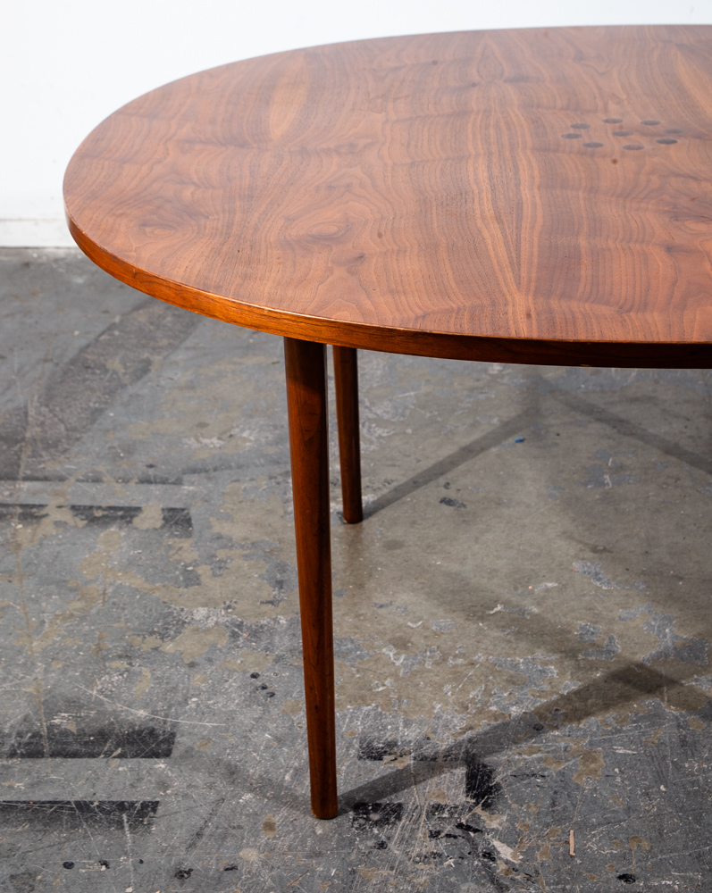 Mid Century Danish Modern Declaration Game Table Solid Walnut Kipp Stewart Drexel Round - Image 4