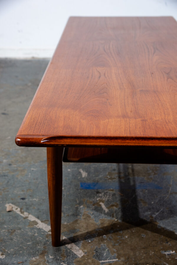 Mid Century Danish Modern Coffee Table Solid Teak Denmark Surfboard Shelf Mcm M - Image 11